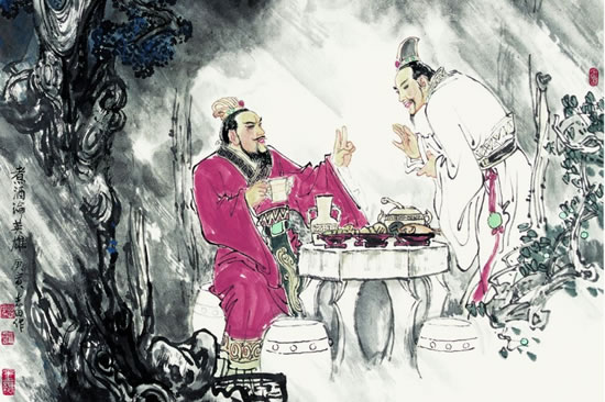 酒青梅煮酒论英雄,出自《三国志》,曹操宴邀刘备之时.